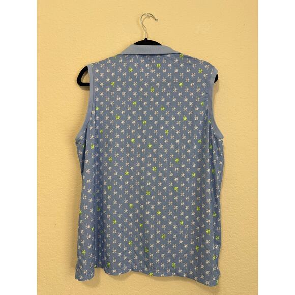 RLX Ralph Lauren Sleeveless Golf Polo XXL – Light Blue Palm Tree Print - Picture 3 of 3